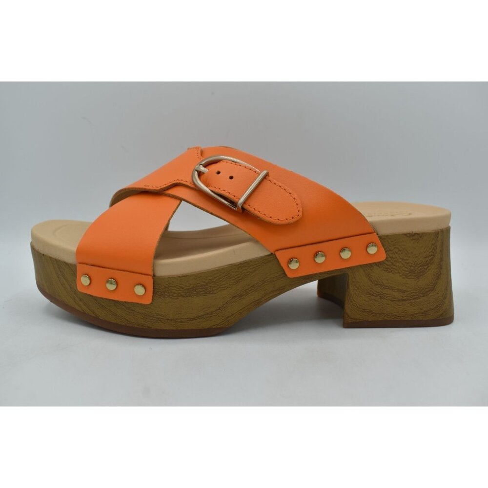 Clarks Womens Size 7.5 Sivanne Walk Orange Leather Open Toe Comfort Sandal Shoes - Picture 9 of 14